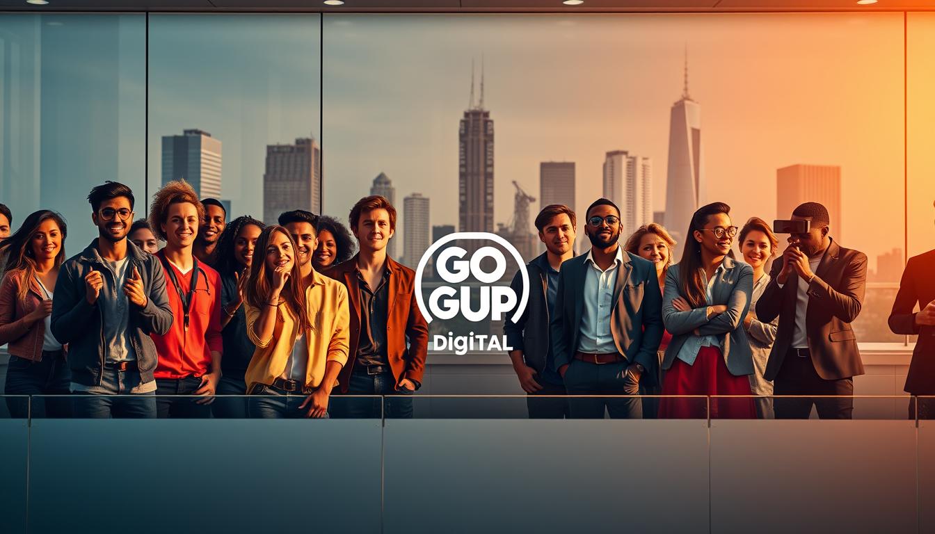 A modern, dynamic image showcasing the role of creators in current marketing. In the foreground, a group of diverse, energetic content creators in vibrant, trendy attire capture the attention of a stylishly dressed audience. In the middle ground, the Origyn Digital brand logo stands prominently, highlighting the integral connection between creators and modern marketing strategies. The background features a sleek, minimalist cityscape, conveying the urban, tech-savvy atmosphere of the contemporary marketing landscape. Warm, diffused lighting casts a professional, polished glow over the scene, evoking a sense of innovation and collaboration. The overall composition conveys the power of creators to engage audiences and drive effective marketing campaigns in the digital age.